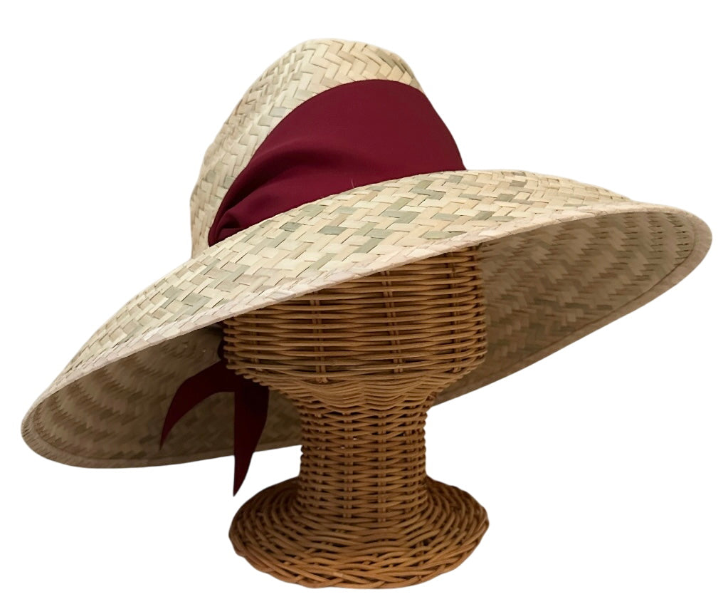 Begonia Sun Hat - Maroon Wide & Short Grosgrain Ribbon