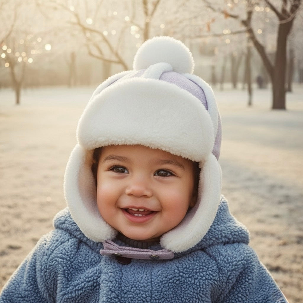 Kids Sherpa Aviator Winter Hat With Ear Flaps | Warm Fleece Pullover