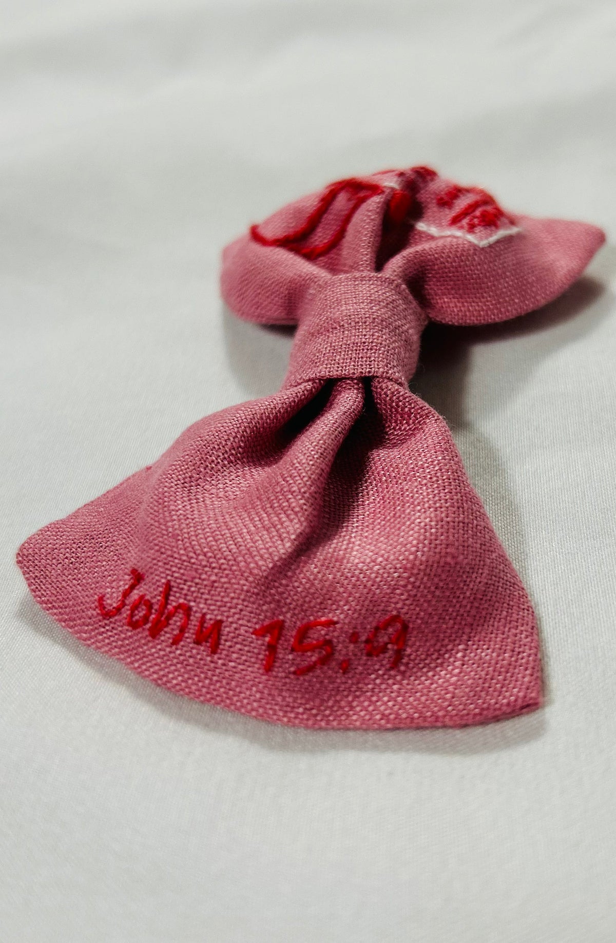 Valentines Day Hand-embroidered Hair Bow