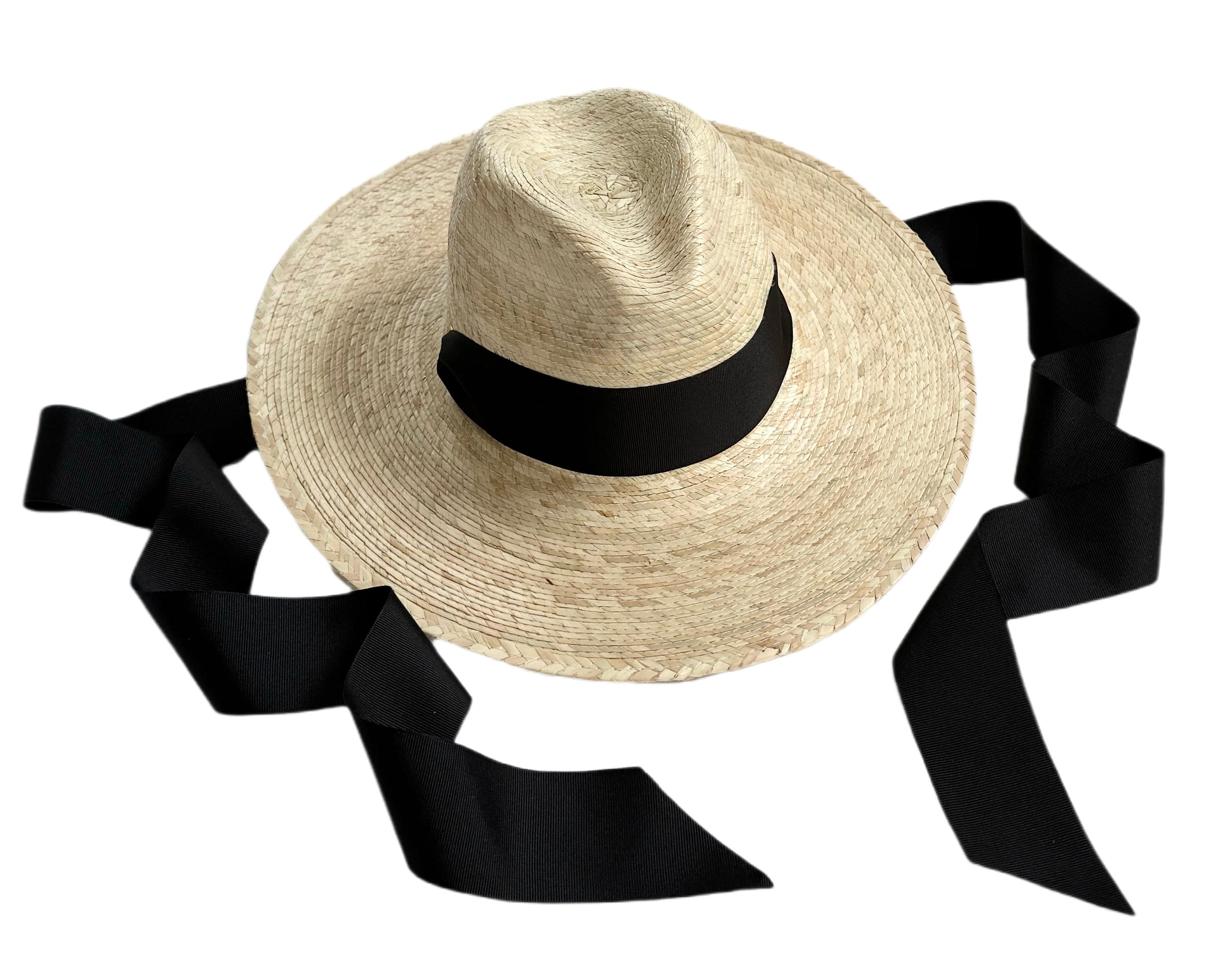 Zinnia Sun Hat - Long Black Grosgrain Ribbon