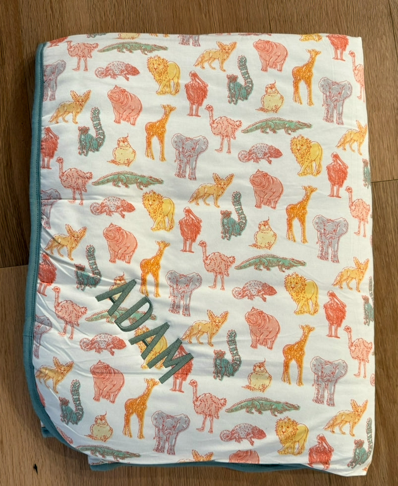 My First Zoo Trip Bamboo Blanket-embroidered
