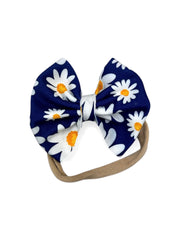 Navy Daisy Nylon Bow