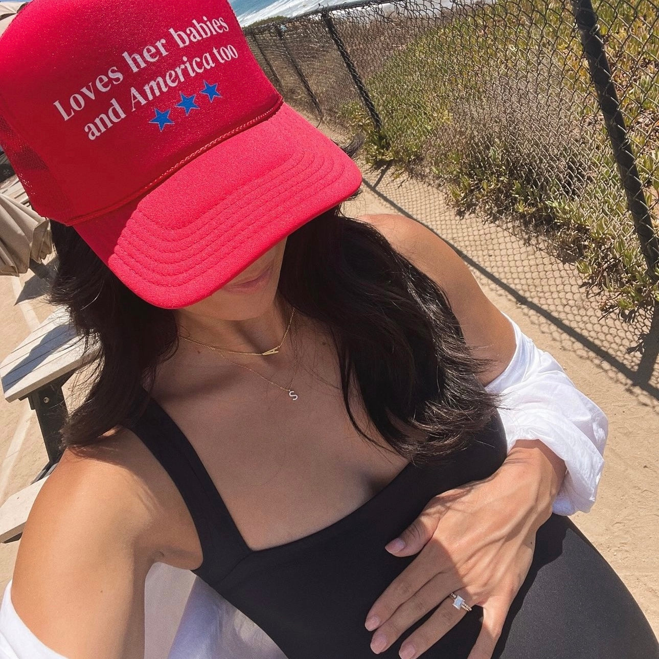 Loves Her Babies And America Too Trucker