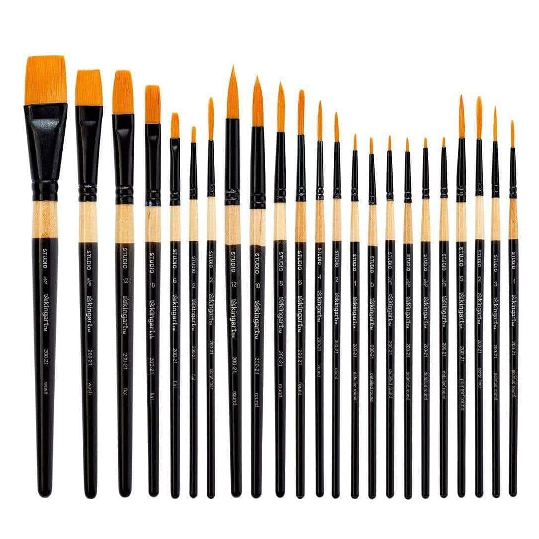 Studio Mixed Media Gold Nylon Brush Set - 21 Pc