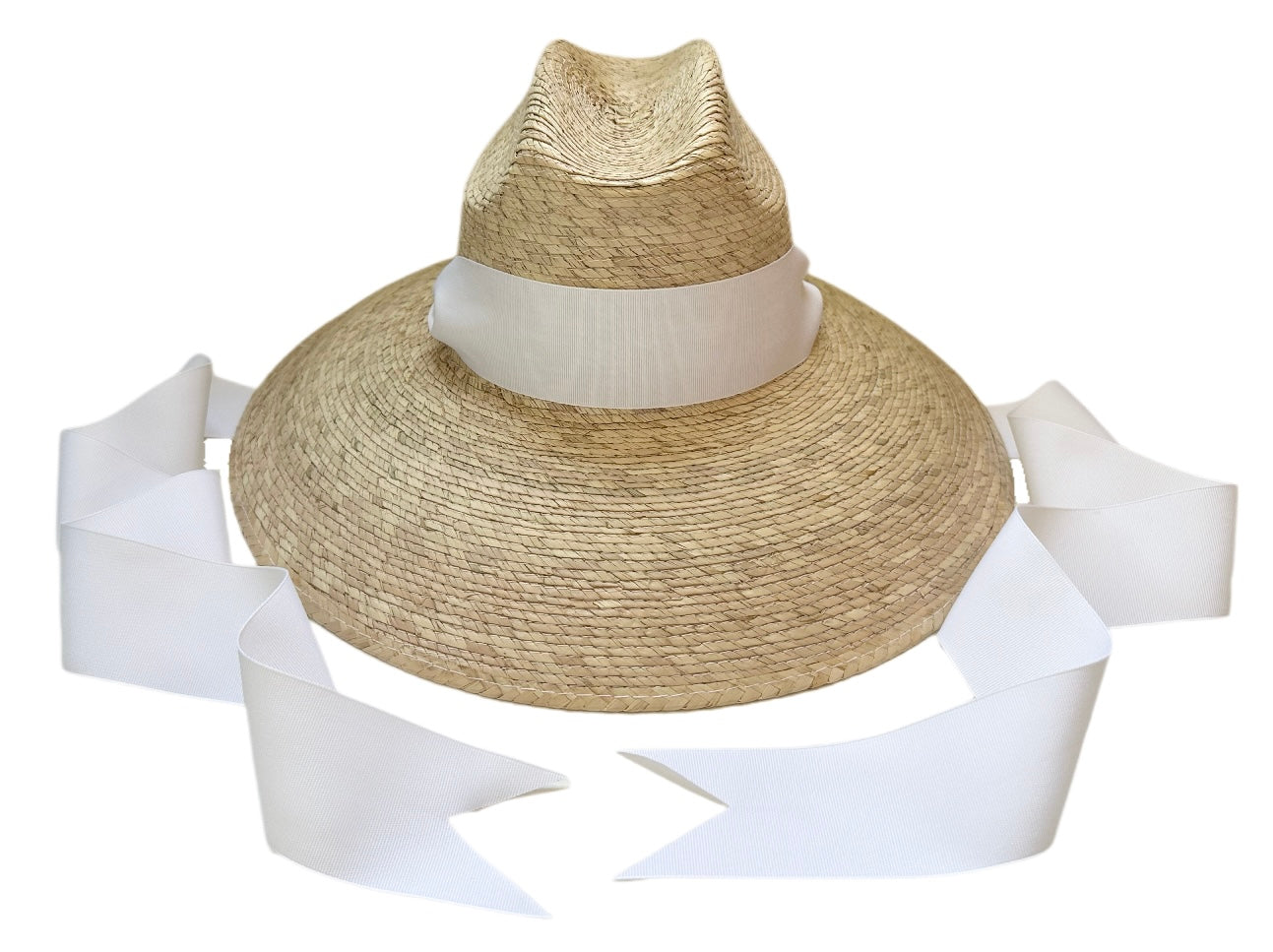 Hollyhock Sun Hat -  White Long Grosgrain Ribbon