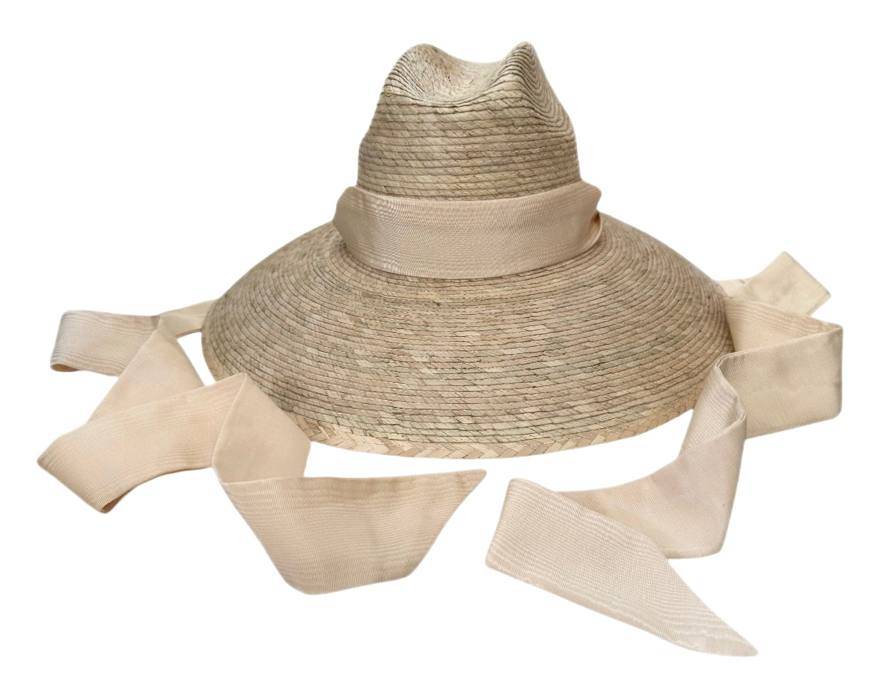 Hollyhock Sun Hat -  Vintage Ivory Silk Moire Ribbon