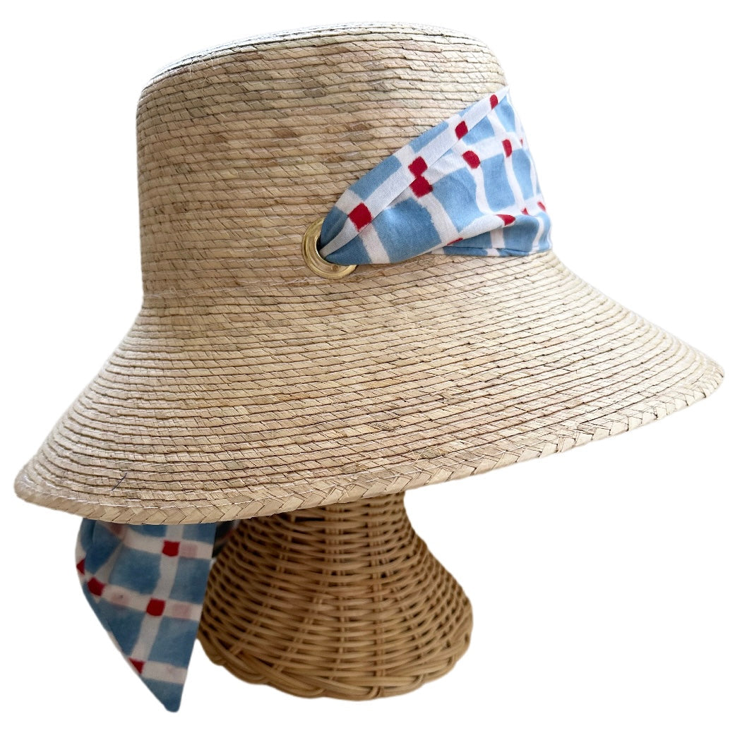 Check Block Print Hat Scarf