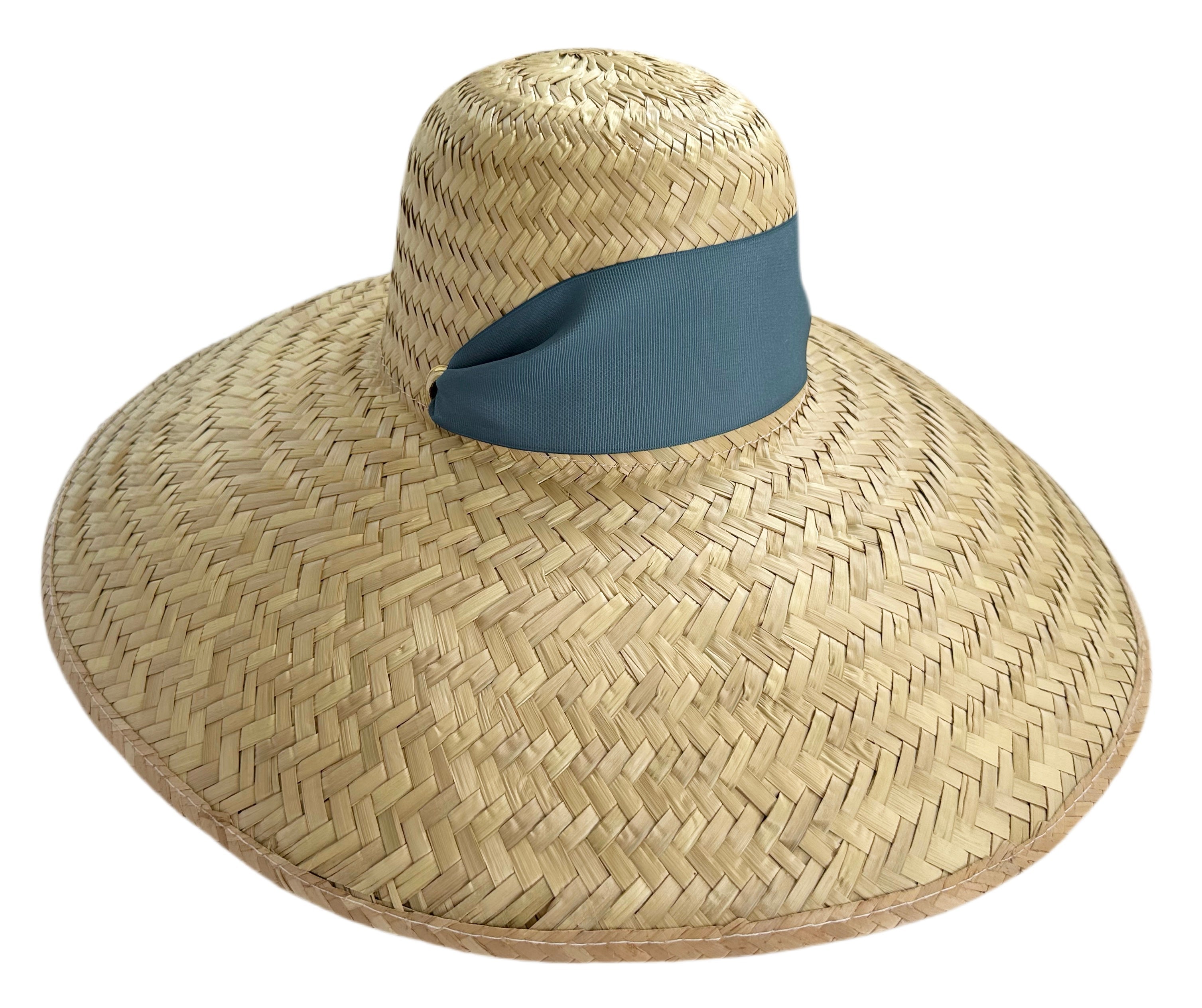 Geranium Sun Hat - Long French Blue Grosgrain Ribbon