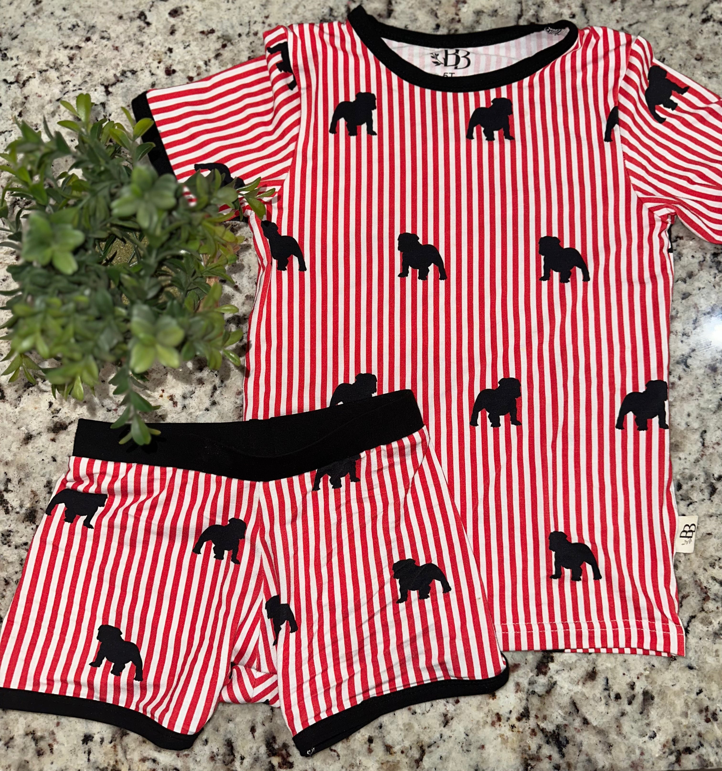 Uga Striped Bamboo Shorts Set