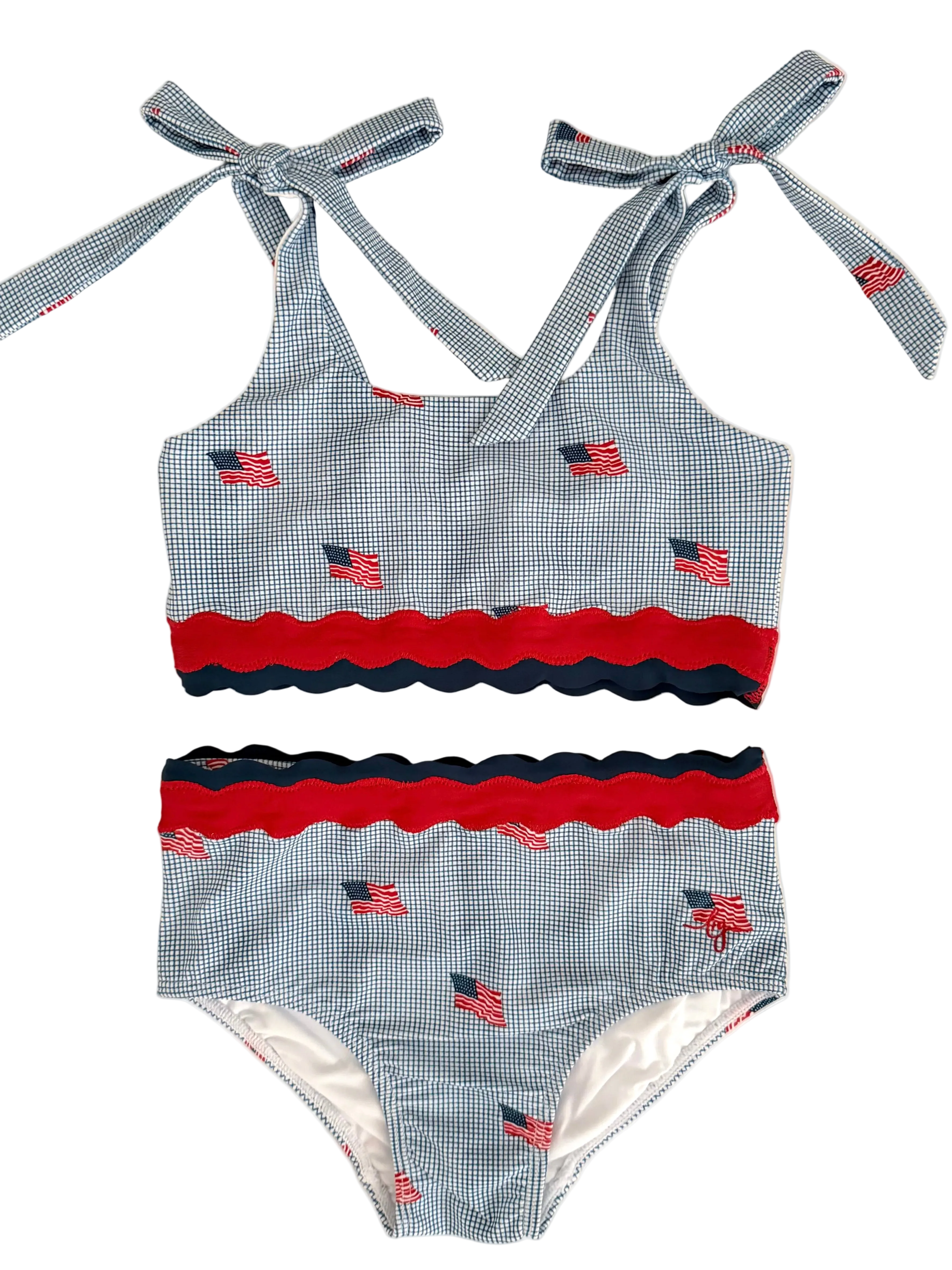 *preorder* Scalloped High Waisted Bikini - Heritage Flag