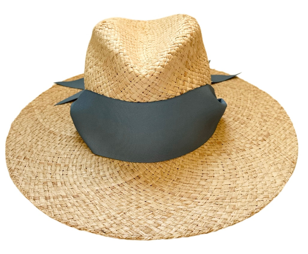 Oleander Sun Hat - Wide French Blue Grosgrain Ribbon