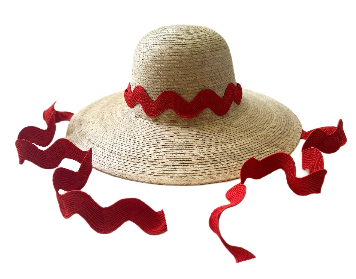 Buttercup Little Girl’s Hat - Red Ric-rac Ribbon