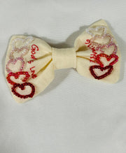 Valentines Day Hand-embroidered Hair Bow