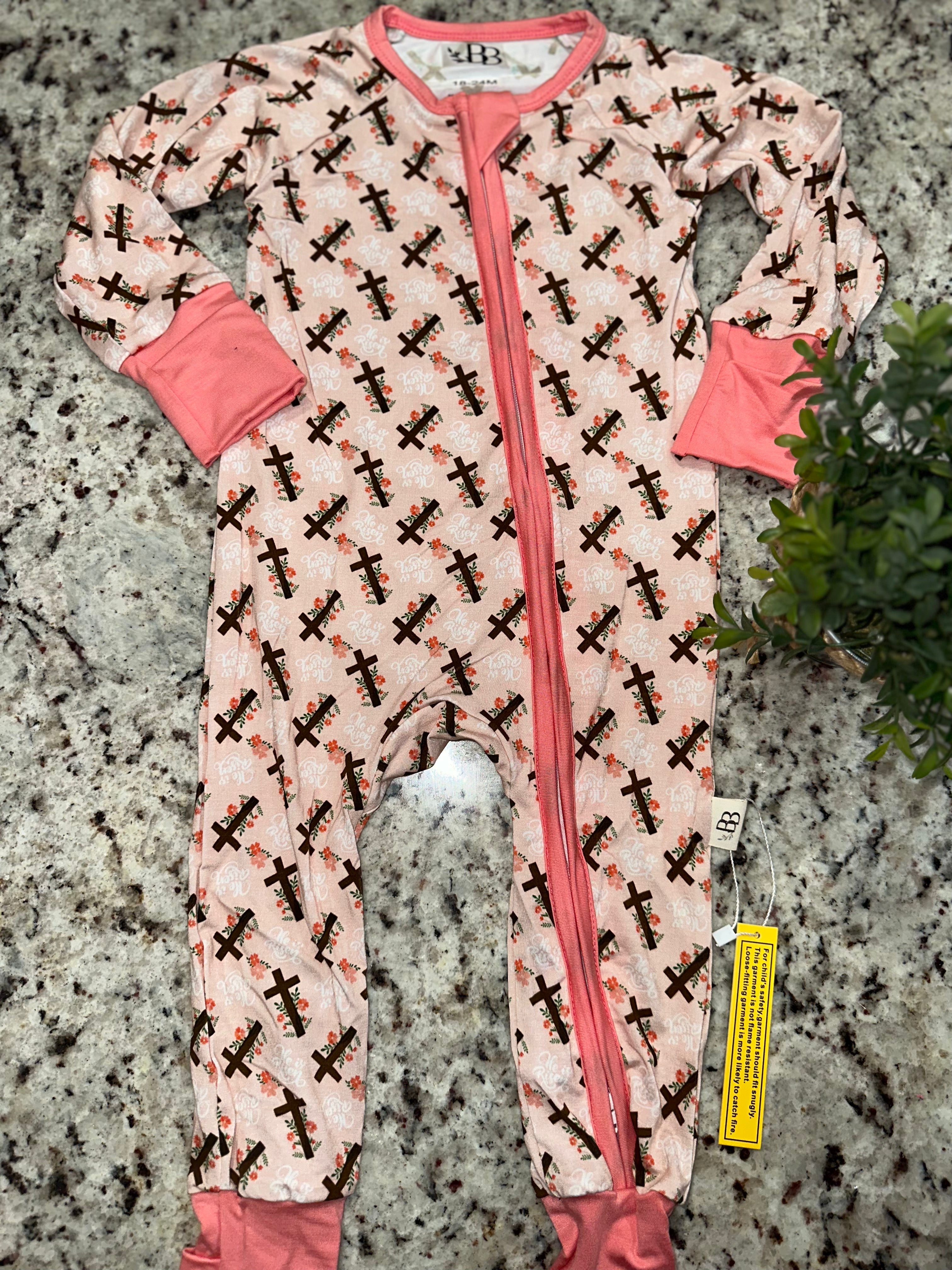 Pink He Is Risen Bamboo Zippy