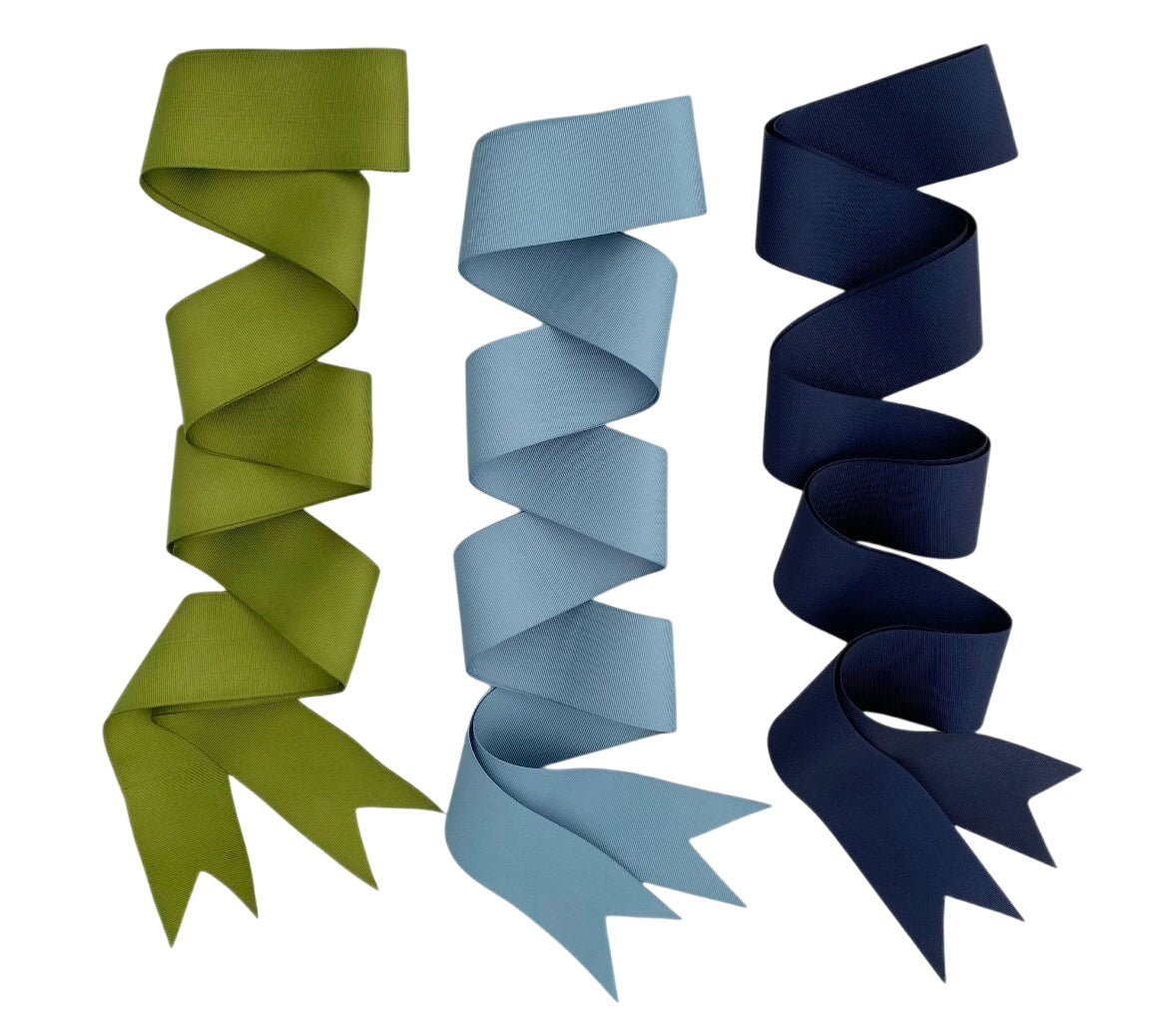 Olive, French Blue & Navy Long Grosgrain Ribbon Pack
