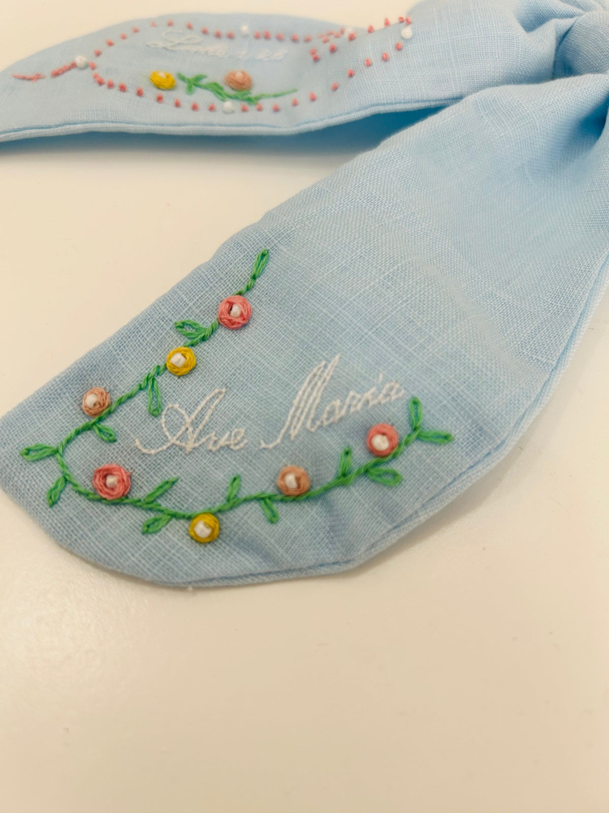 Rosary Hand-embroidered Hair Bow