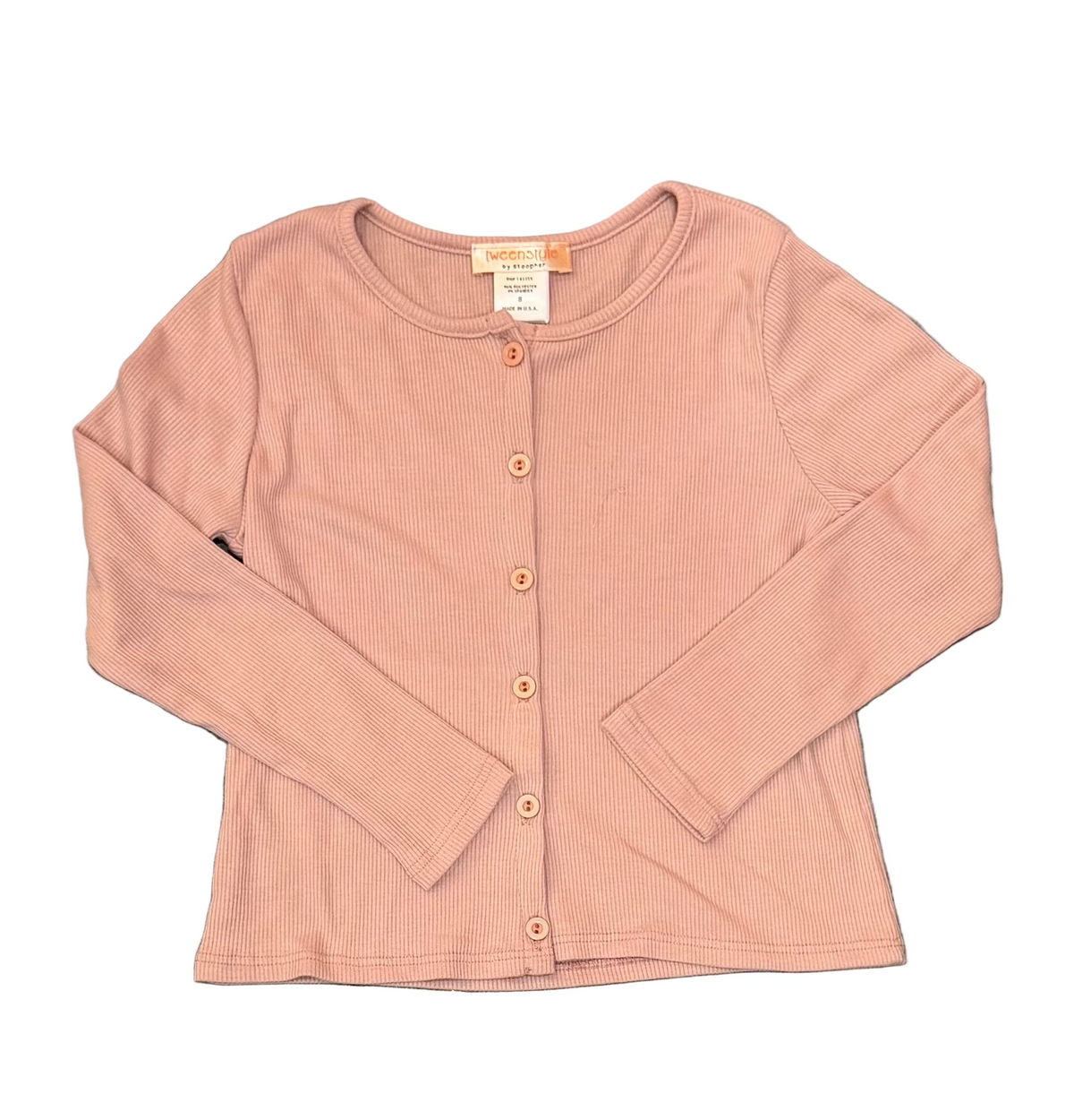 Tweenstyle By Stoopher - Dusty Rose Ribbed Cardigan