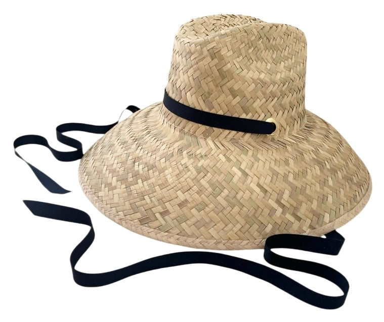 Begonia Sun Hat - Long & Thin Navy Grosgrain Ribbon
