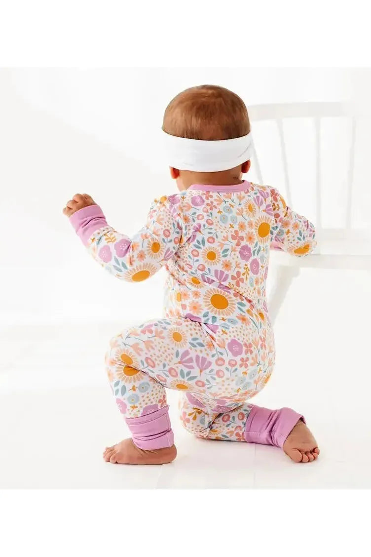 Bamboo One Piece Zip Pajama - Darling Spring Daisy