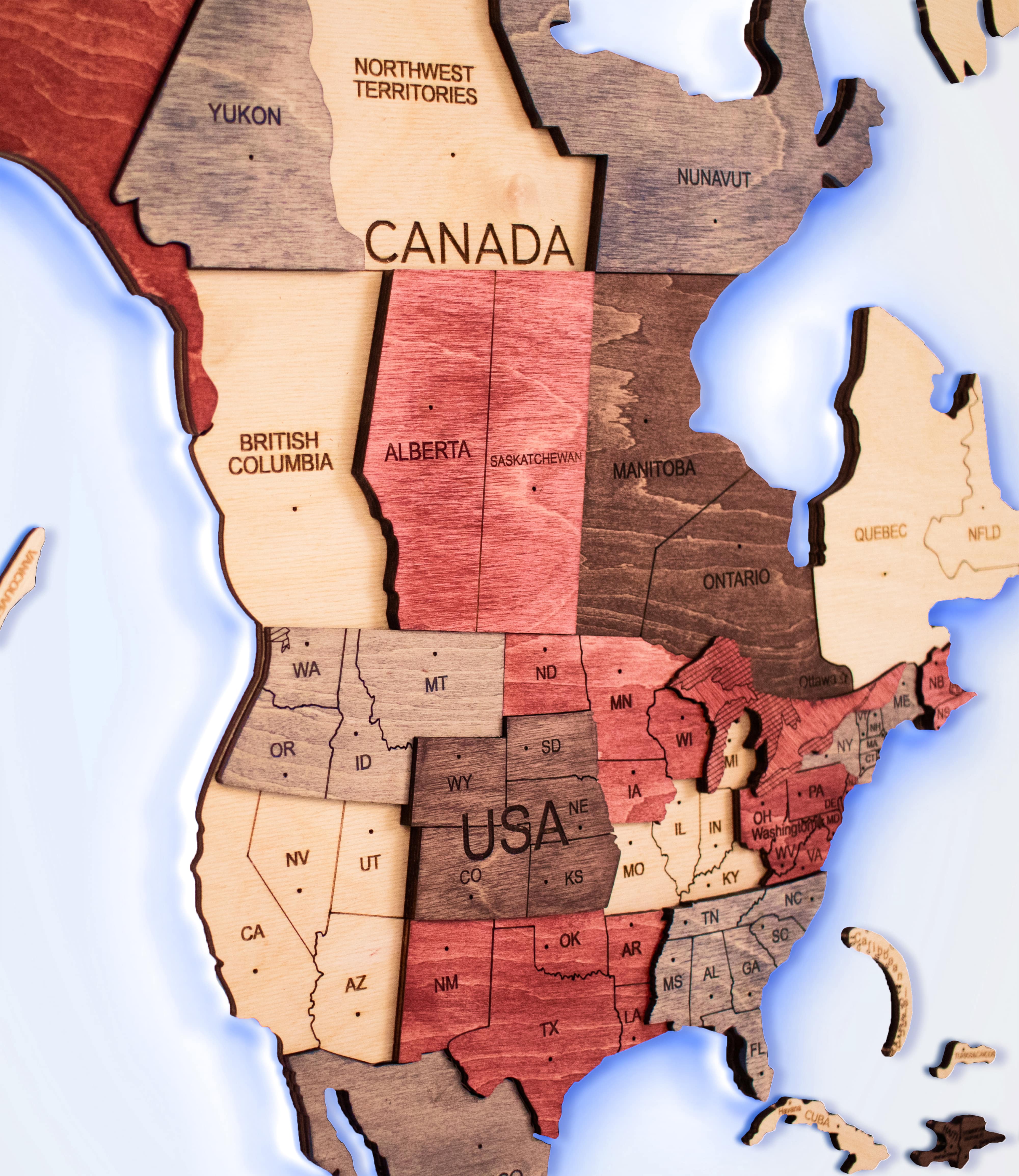 3d Led Wooden World Map 3.0 Fusion