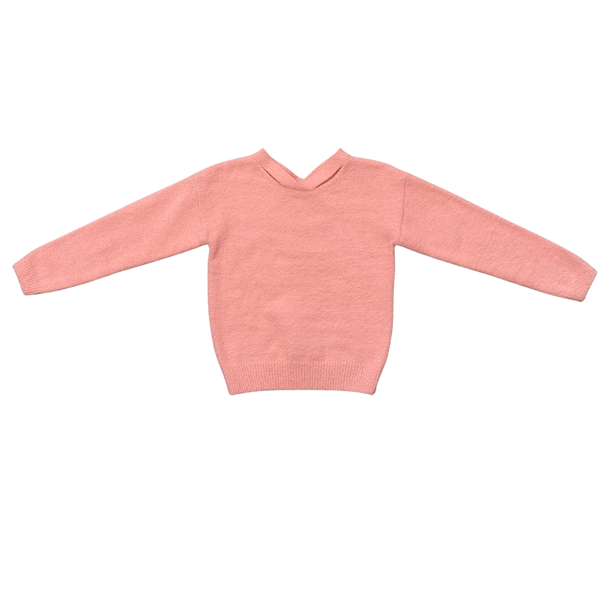 Girls Fuzzy Knit Sweater In Petal Pink