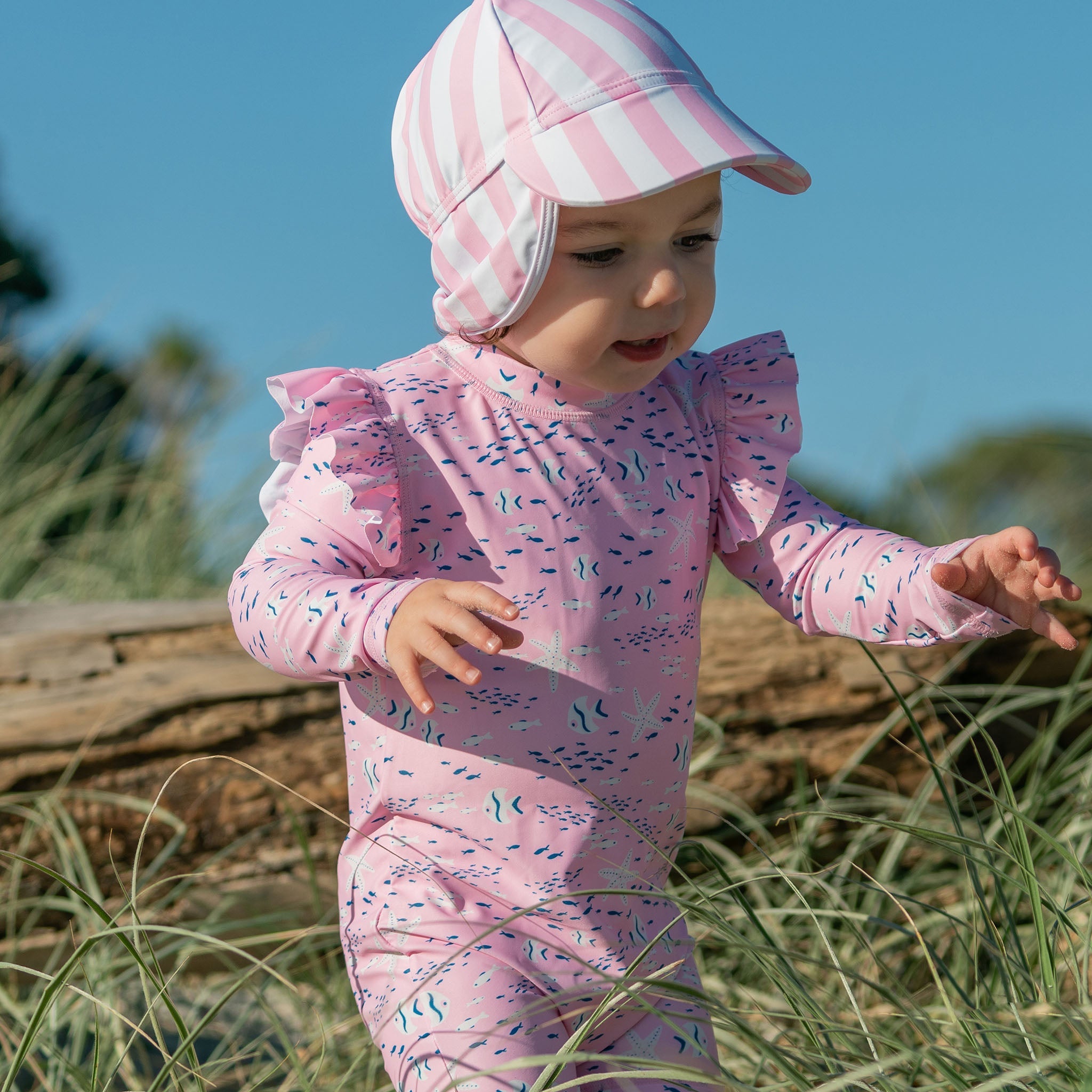 Pink Stripe Floating Flap Hat