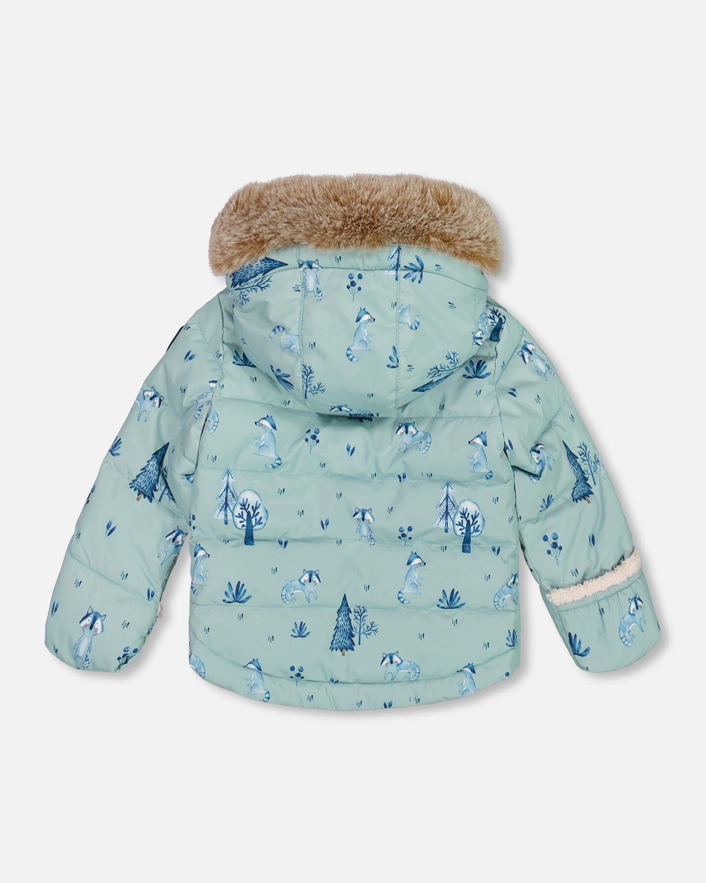 Two Piece Baby Snowsuit Sage Printed Racoons by Deux par Deux