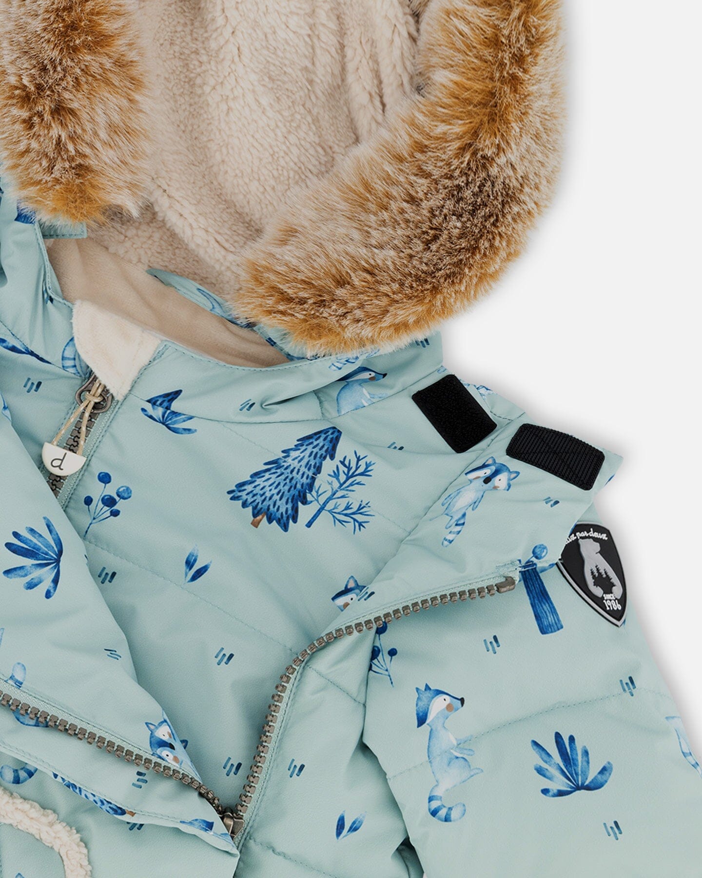 Two Piece Baby Snowsuit Sage Printed Racoons by Deux par Deux