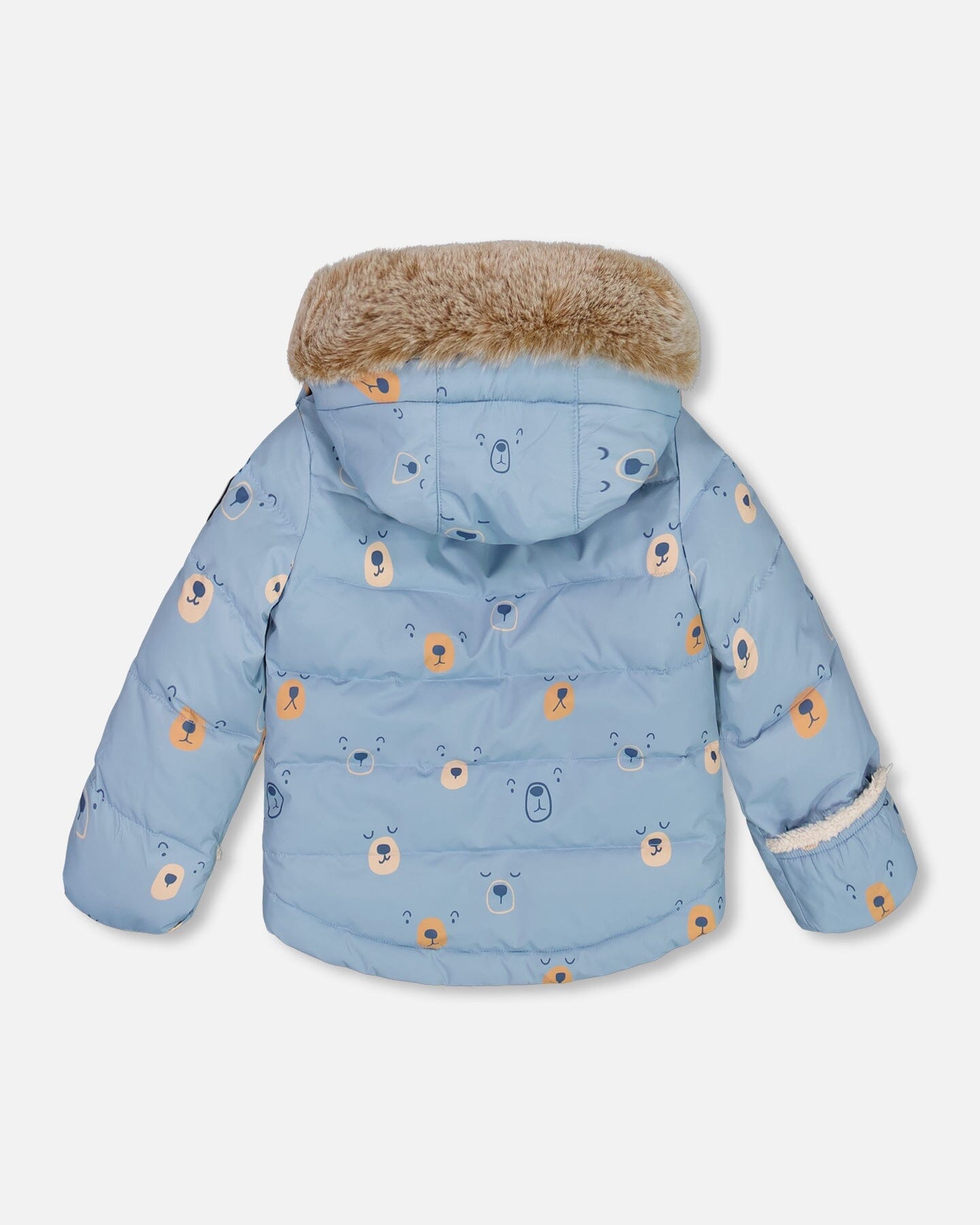 Two Piece Baby Snowsuit Blue Printed Bear Face And Doe by Deux par Deux