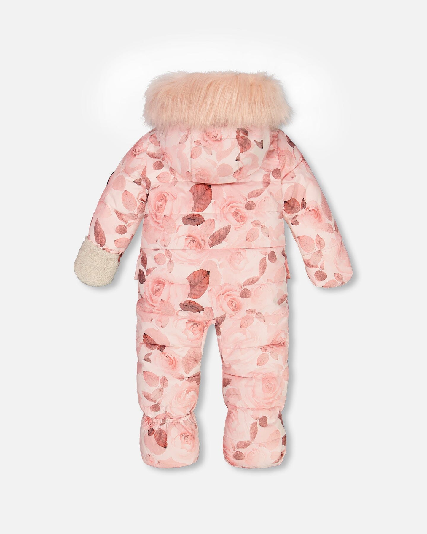 One Piece Baby Hooded Snowsuit Printed Roses Designed For Car Seat by Deux par Deux