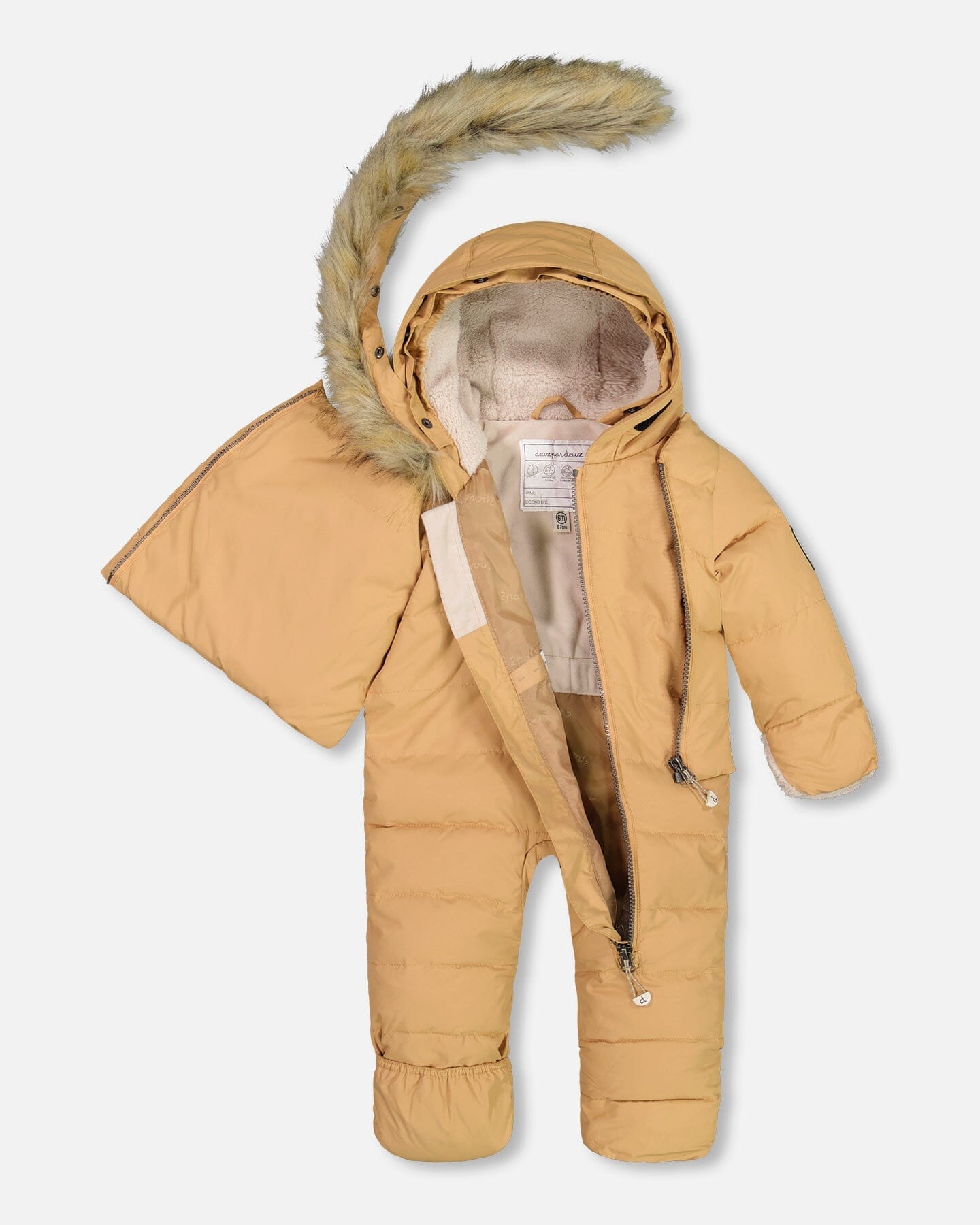 One Piece Baby Hooded Snowsuit Doe Designed For Car Seat by Deux par Deux