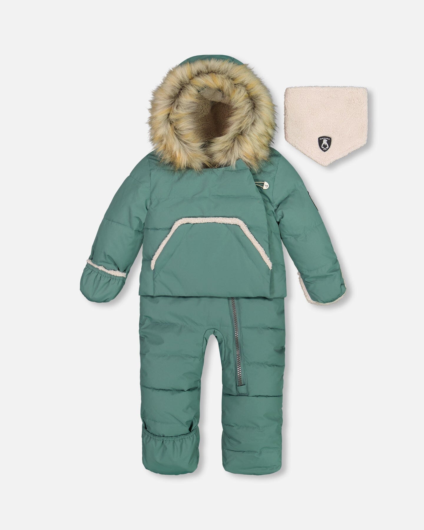 One Piece Baby Hooded Snowsuit Silver Pine Designed For Car Seat by Deux par Deux