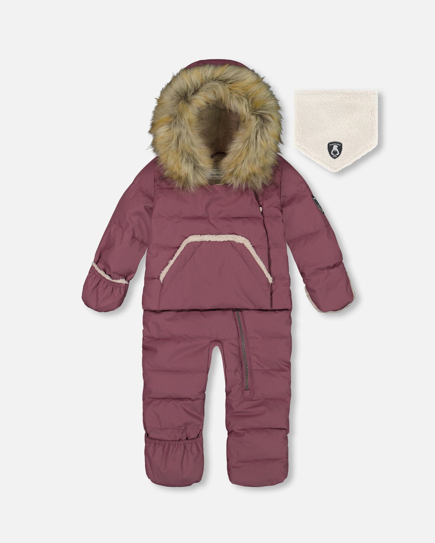 One Piece Baby Hooded Snowsuit Dark Purple Designed For Car Seat by Deux par Deux