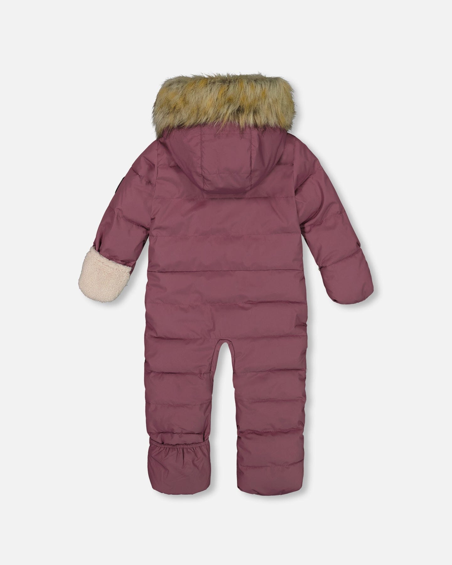 One Piece Baby Hooded Snowsuit Dark Purple Designed For Car Seat by Deux par Deux