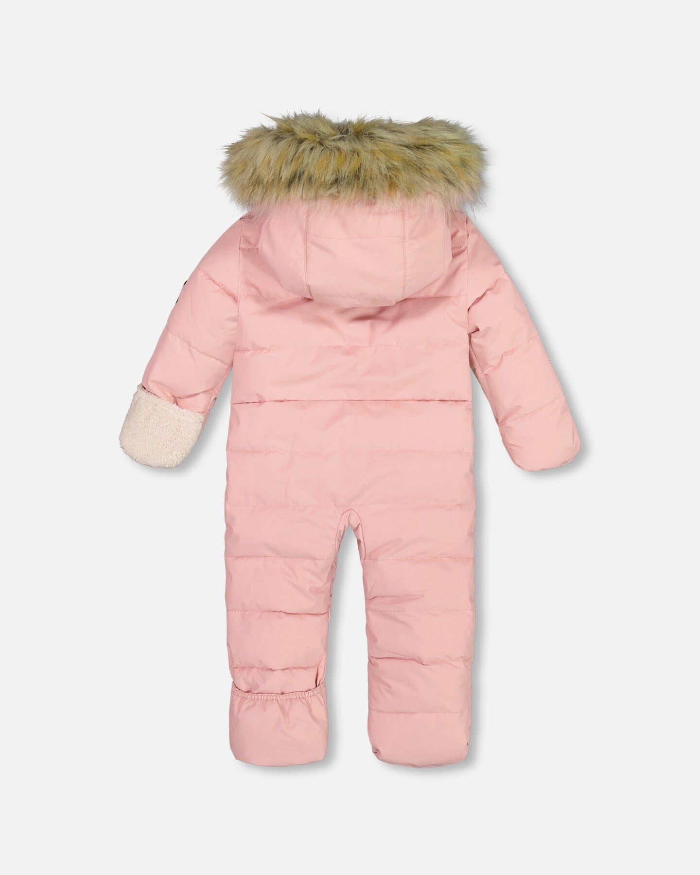 One Piece Baby Hooded Snowsuit Pink Designed For Car Seat by Deux par Deux