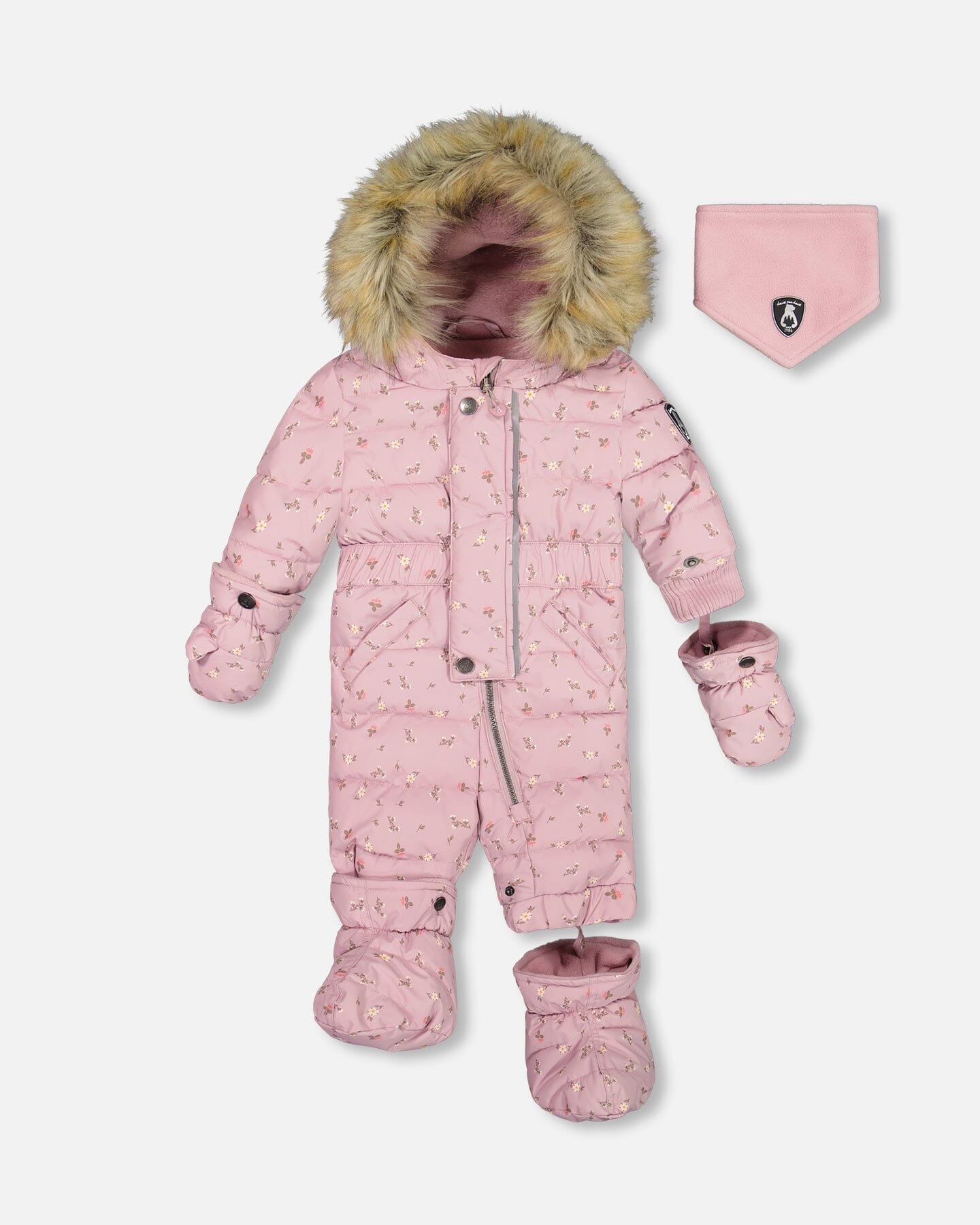 One Piece Baby Snowsuit Rose Printed Mini Flowers by Deux par Deux