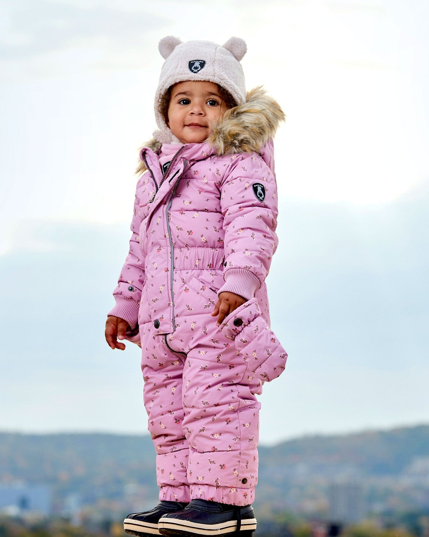 One Piece Baby Snowsuit Rose Printed Mini Flowers by Deux par Deux