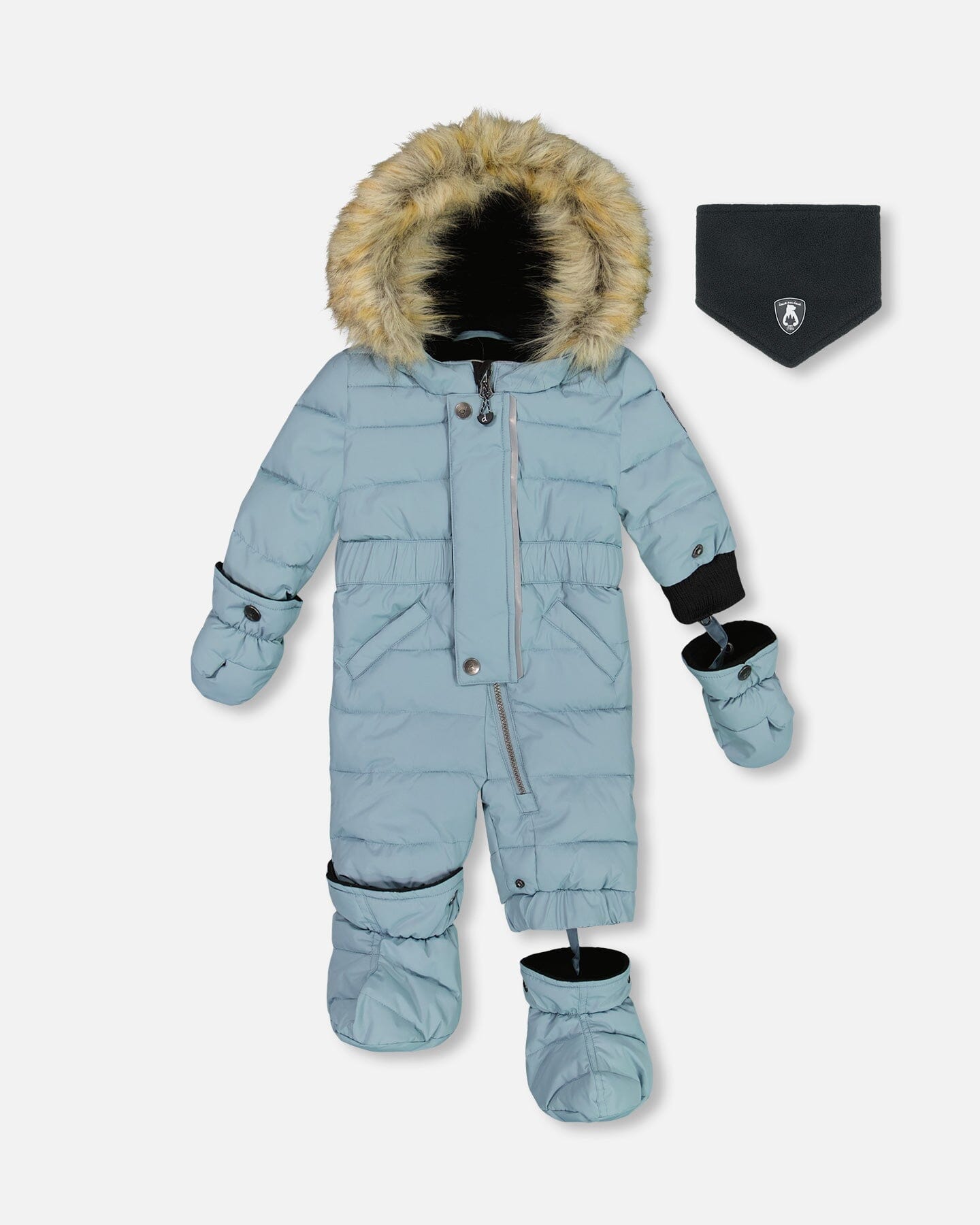 One Piece Baby Snowsuit Ash Blue by Deux par Deux