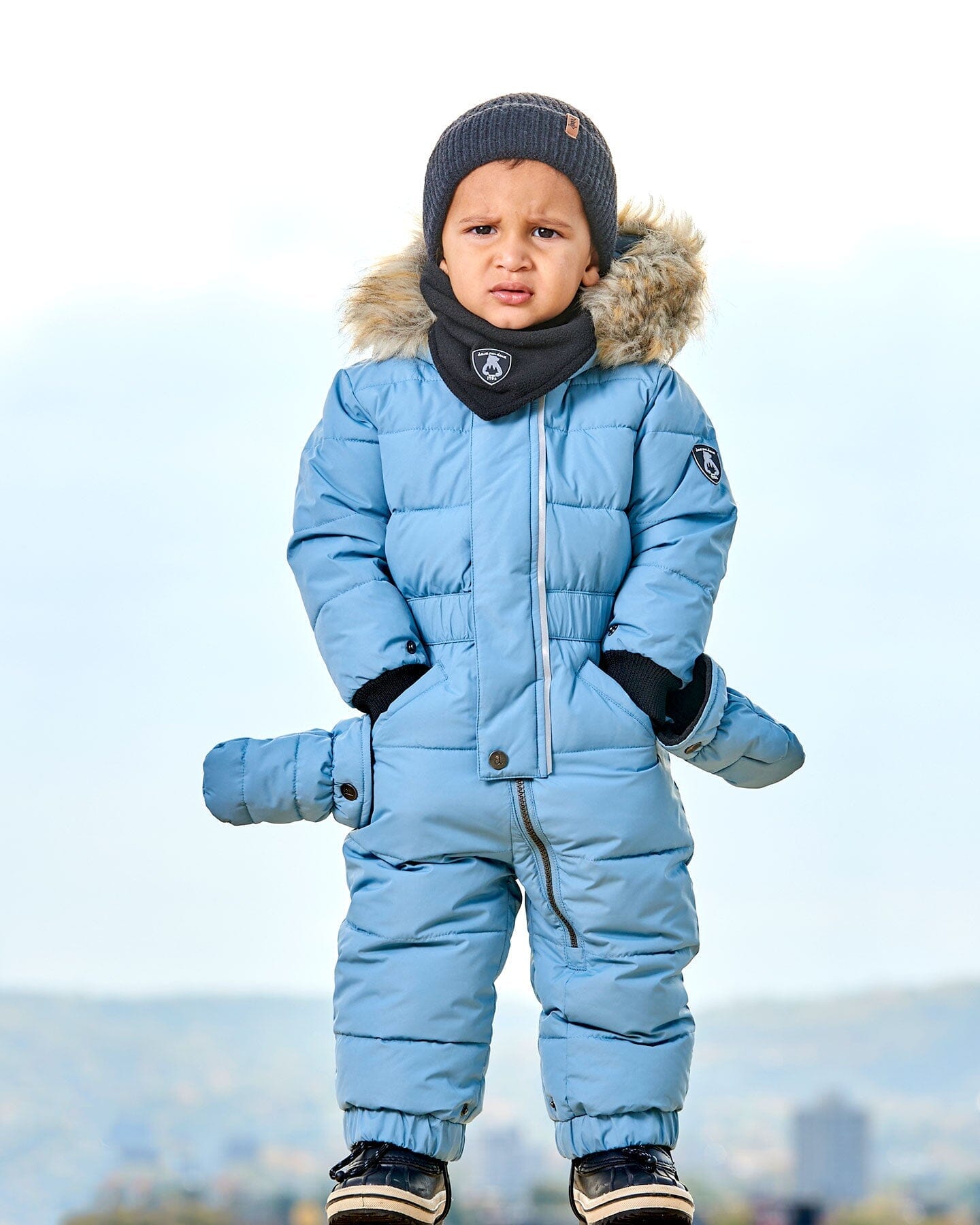 One Piece Baby Snowsuit Ash Blue by Deux par Deux