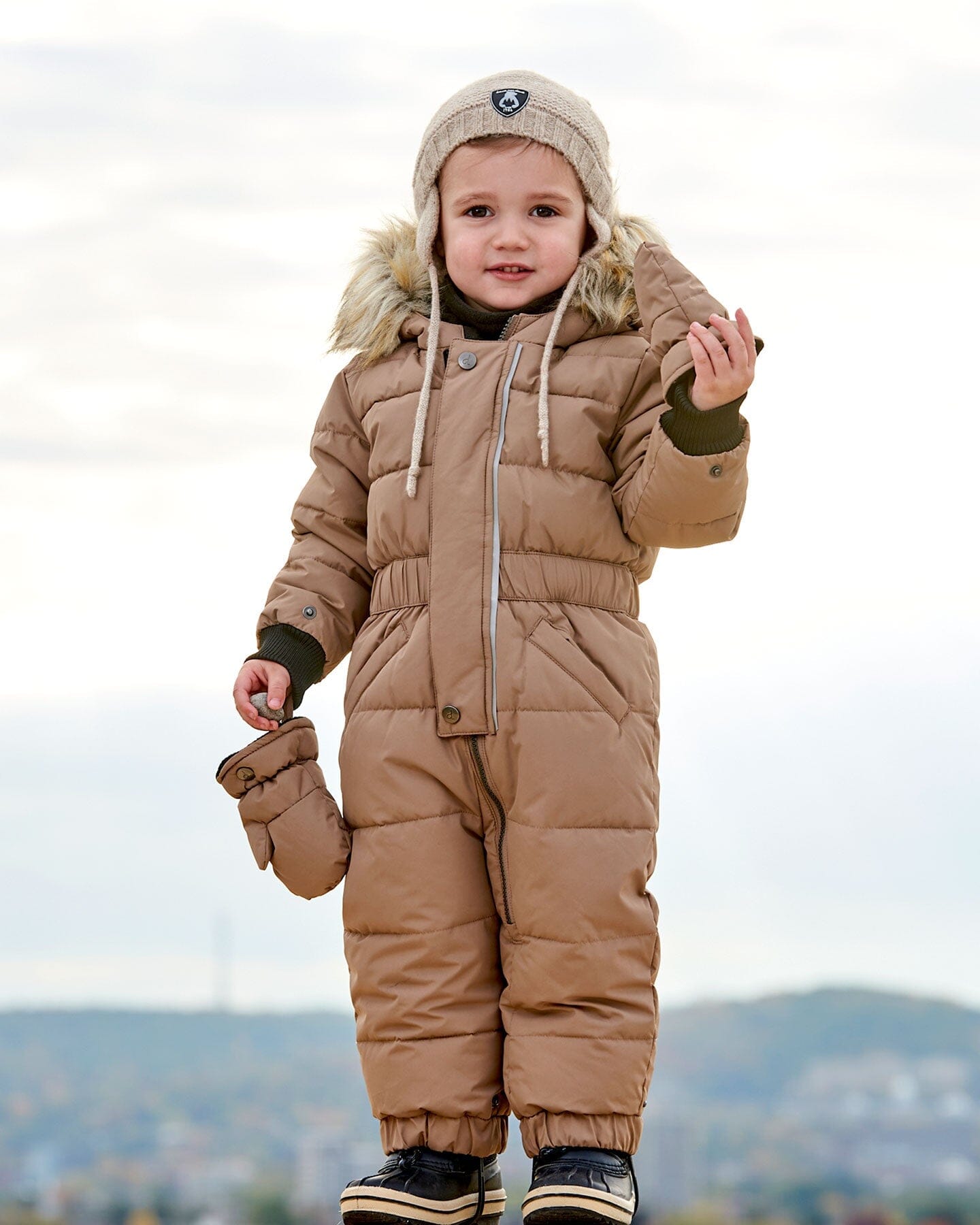 One Piece Baby Snowsuit Coffee by Deux par Deux