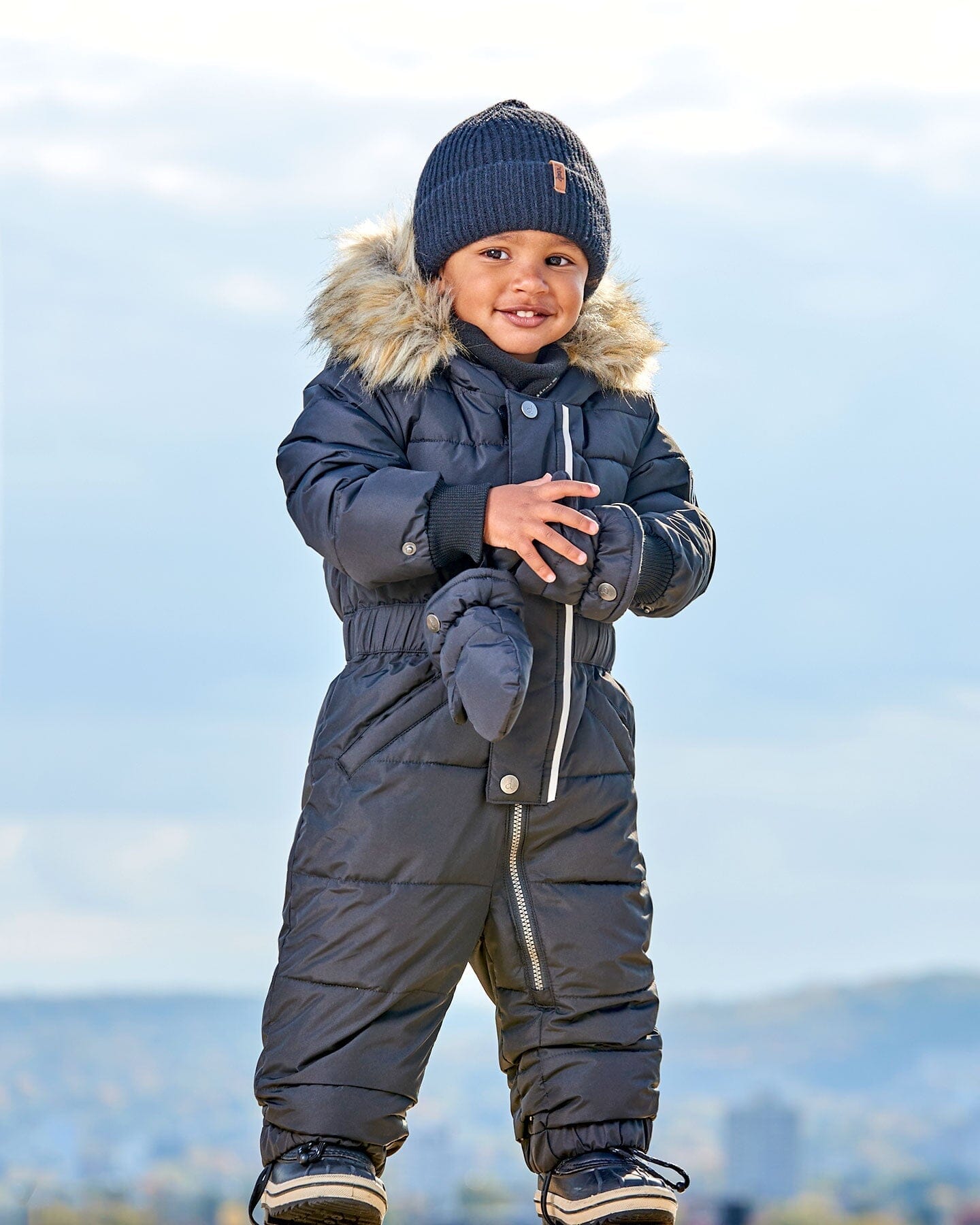 One Piece Baby Snowsuit Black by Deux par Deux