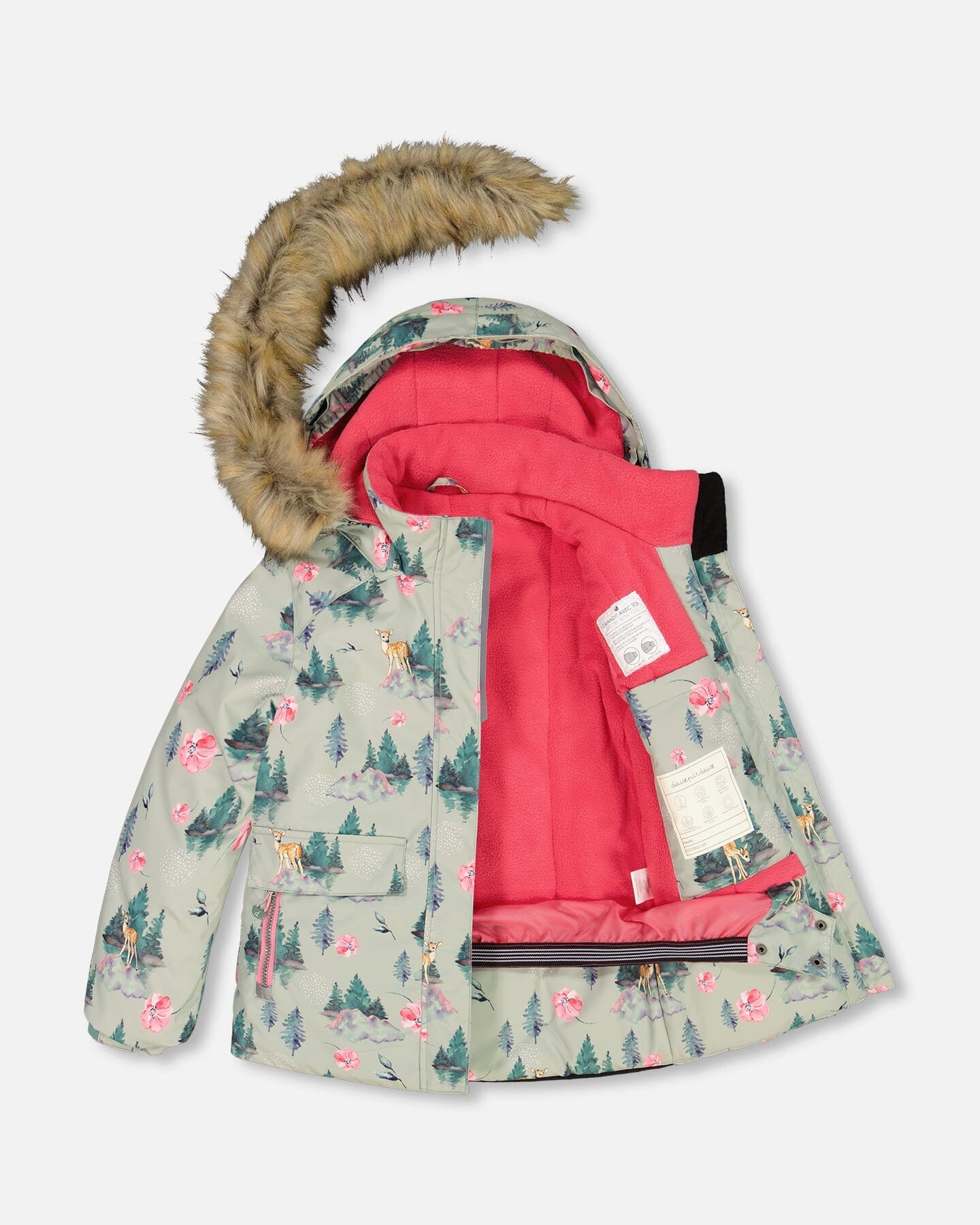 Two Piece Snowsuit Candy Pink Printed Deer by Deux par Deux