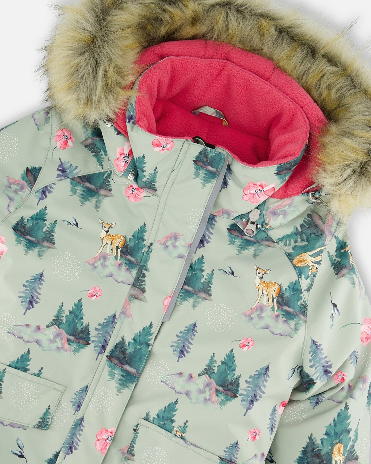 Two Piece Snowsuit Candy Pink Printed Deer by Deux par Deux