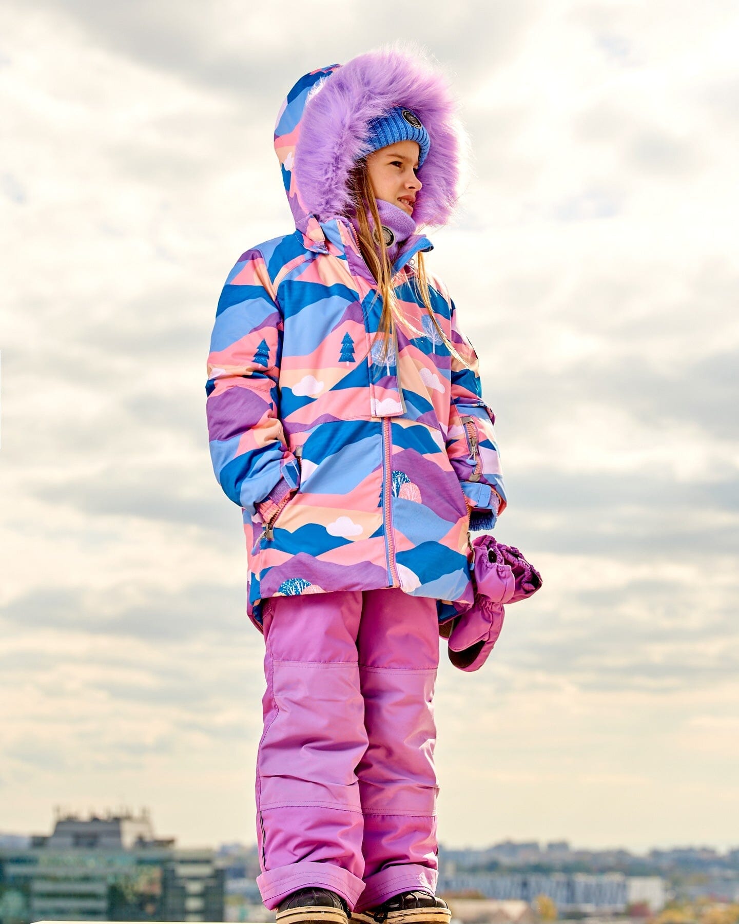 Two Piece Snowsuit Mauve Printed Landscape by Deux par Deux