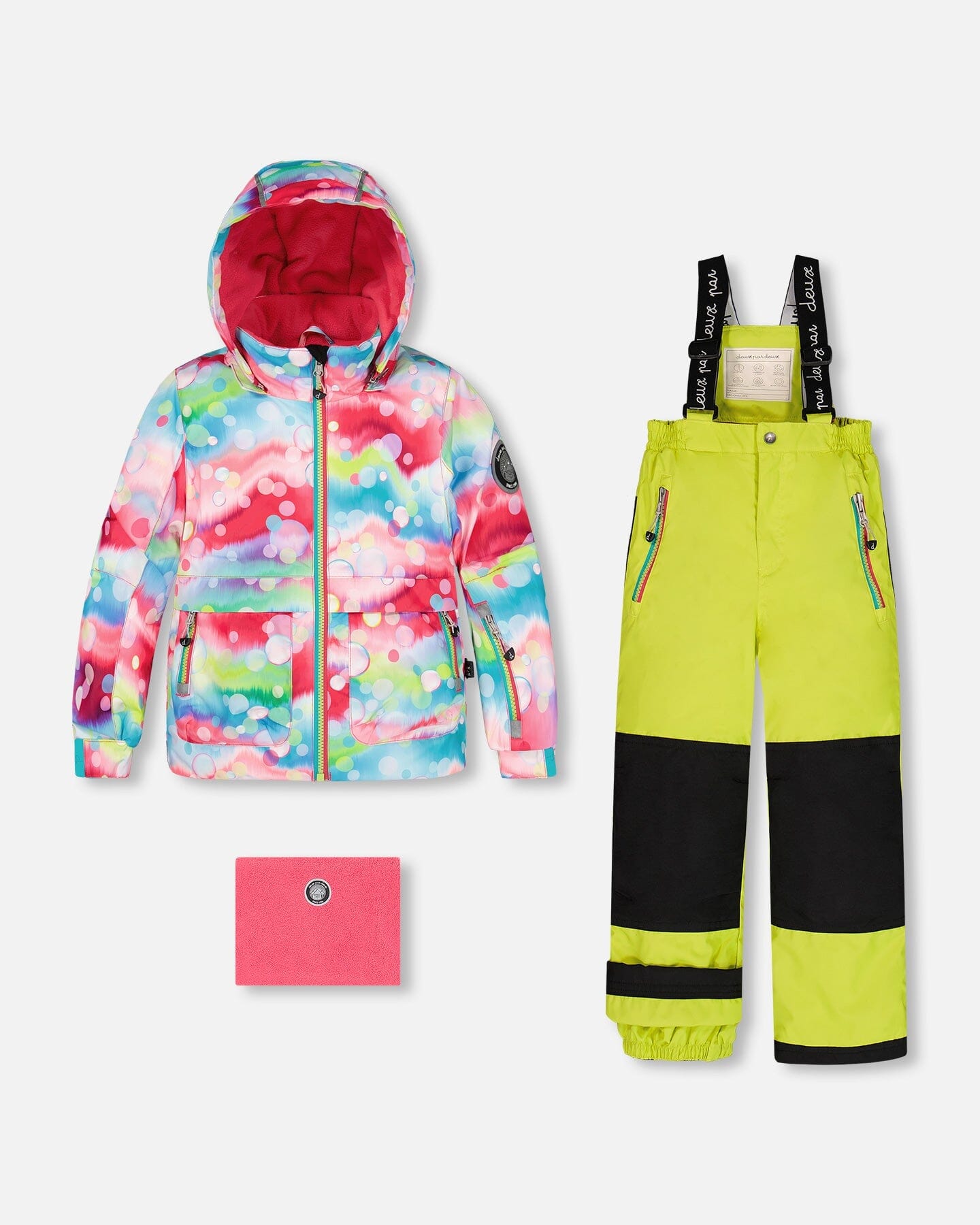 Two Piece Snowsuit Printed Bubbles And Lime by Deux par Deux