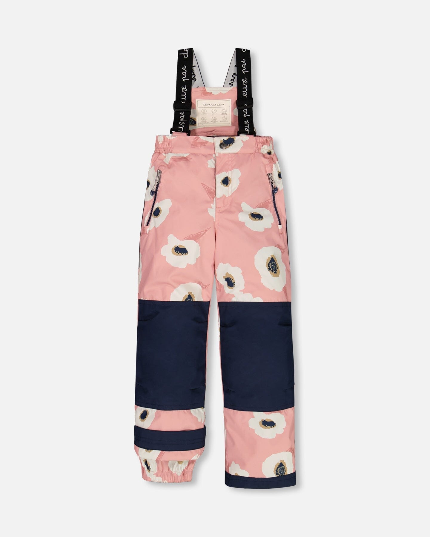 Two Piece Snowsuit Allover Print Pink Printed Off White Flowers by Deux par Deux