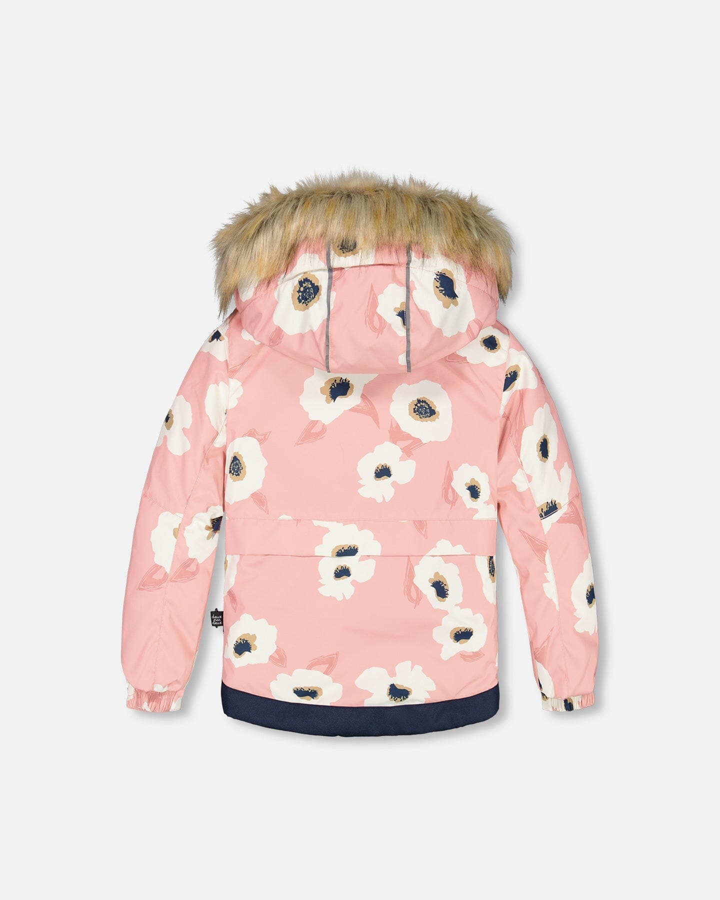 Two Piece Snowsuit Pink Printed Off White Flowers And Navy by Deux par Deux