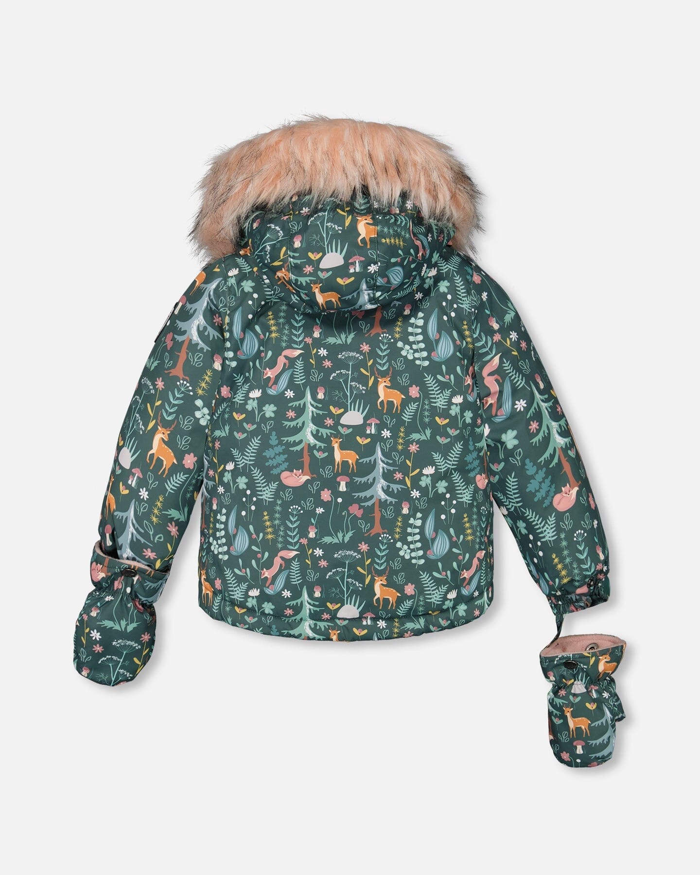 Two Piece Baby Snowsuit Silver Pink Printed Woodland Animals by Deux par Deux