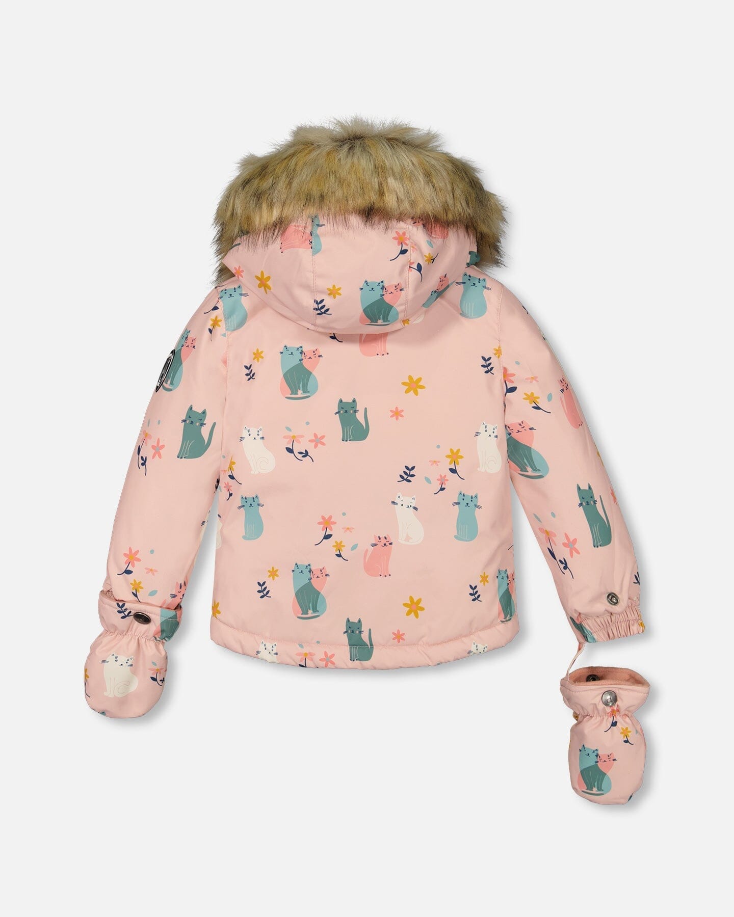 Two Piece Baby Snowsuit Sage Green And Printed Cats by Deux par Deux