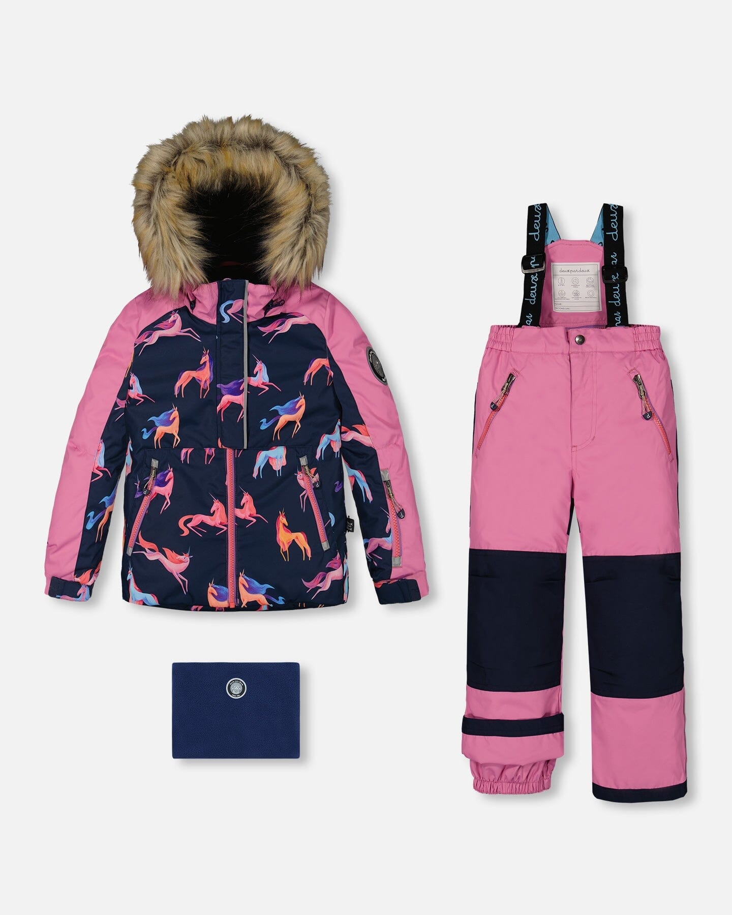 Two Piece Snowsuit Mauve Printed Unicorns by Deux par Deux